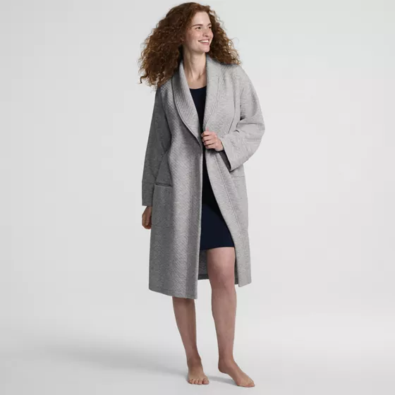 Women's Quilted Knee Length Robe - primary