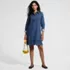 Women's Soft Denim Eyelet Popover At The Knee Dress, alternative image