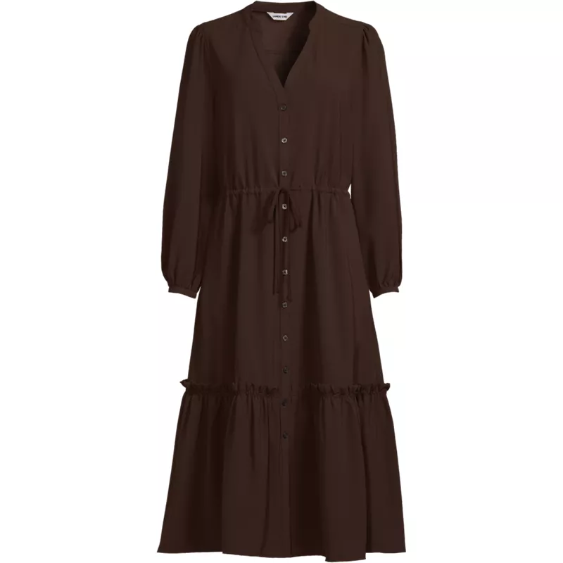 Women's Plus Size Bracelet Button Front Midi Dress, Front