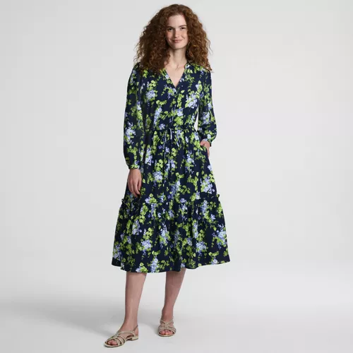 Women's Bracelet Button Front Midi Dress, Front