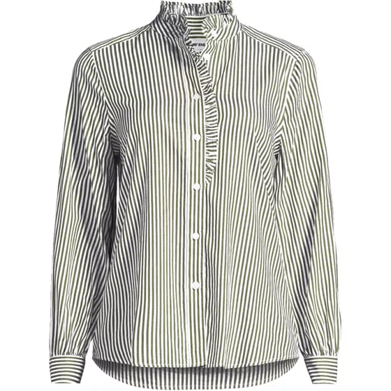 Women's Plus Size Poplin Ruffle Collar Shirt - primary