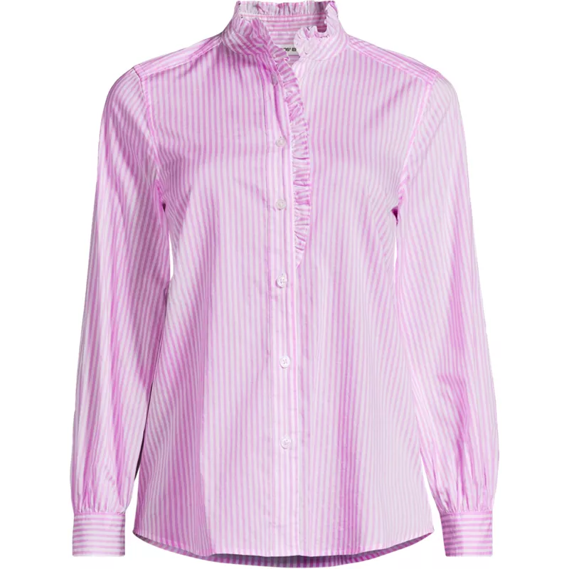 Women's Plus Size Poplin Ruffle Collar Shirt, Front