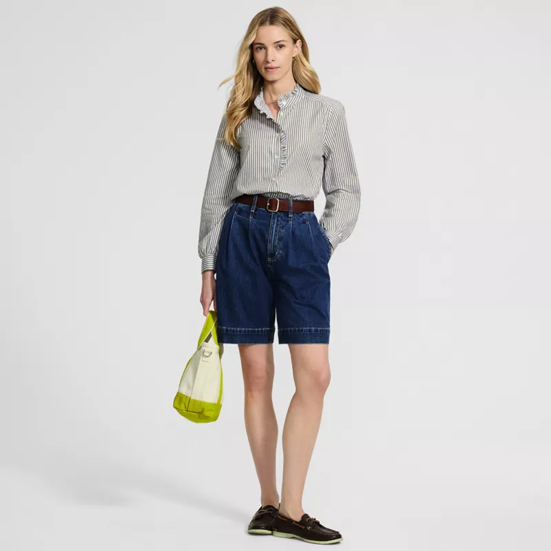Women's Poplin Ruffle Collar Shirt, alternative image