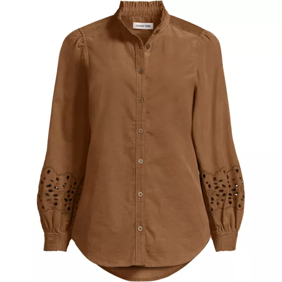 Women's Eyelet Sleeve Pinwale Corduroy Shirt - primary
