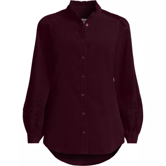 Women's Eyelet Sleeve Pinwale Corduroy Shirt - primary