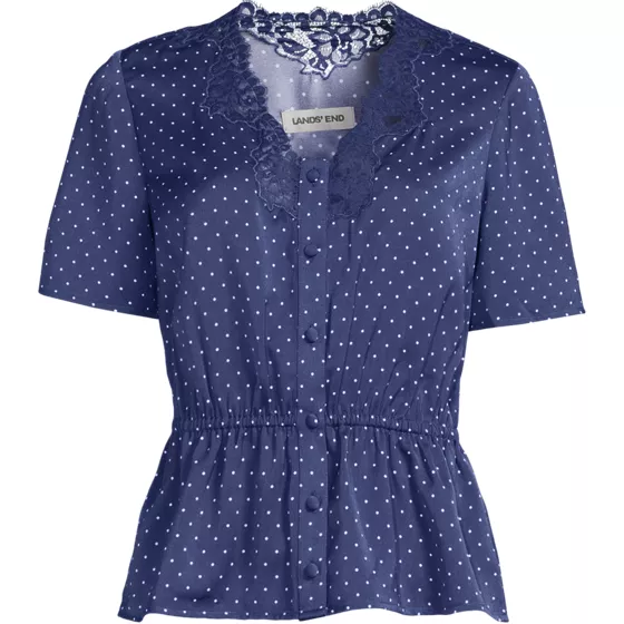 Women's Plus Size Silky Lace Blouse - primary