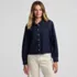 Women's Denim Cropped Button Front Shirt, Front