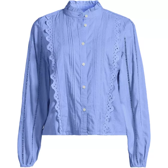 Women's Ruffle Neck Button Front Shirt - primary