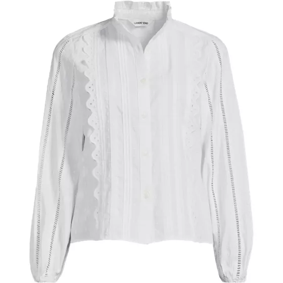 Women's Plus Size Ruffle Neck Button Front Shirt - primary