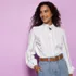 Women's Ruffle Neck Button Front Shirt, alternative image
