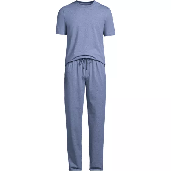 Men's Tall Short Sleeve Knit Jersey Pajama Set - primary