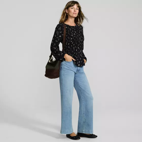 Women's Creaseless Smocked Peplum Top - primary