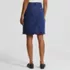 Women's Soft Denim 5 Pocket Above the Knee Skirt with Embroidered Hem, Back