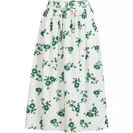 Women's Plus Size Poplin Pull On Midi Skirt - primary