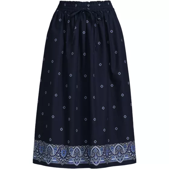 Women's Poplin Pull On Midi Skirt - primary