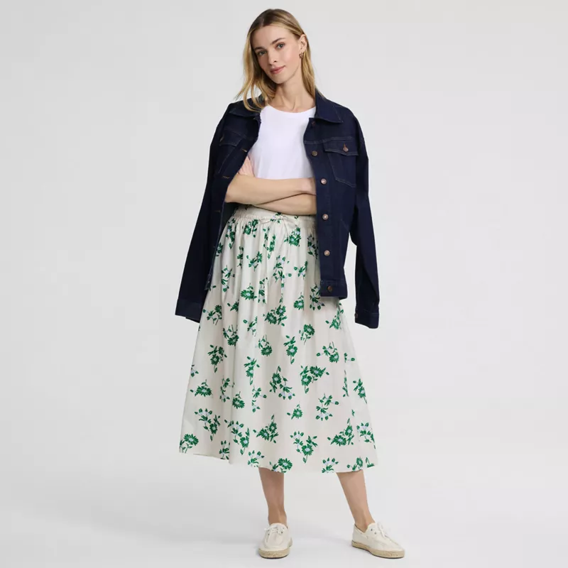 Women's Poplin Pull On Midi Skirt, alternative image
