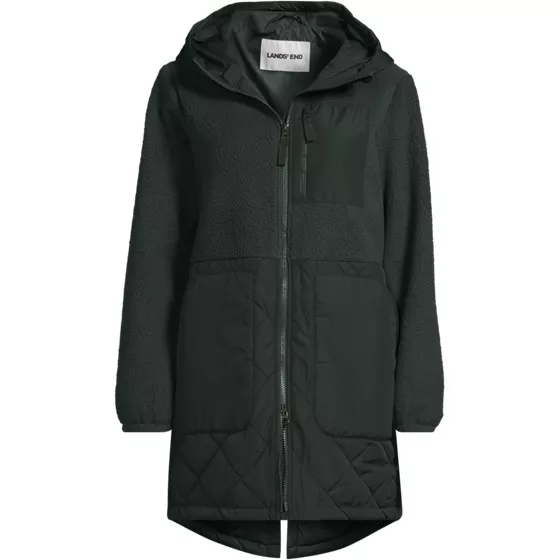 Women's Plus Size Sherpa Fleece Quilted Mixed Media Parka - primary