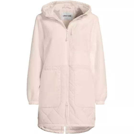 Women's Plus Size Sherpa Fleece Quilted Mixed Media Parka - primary