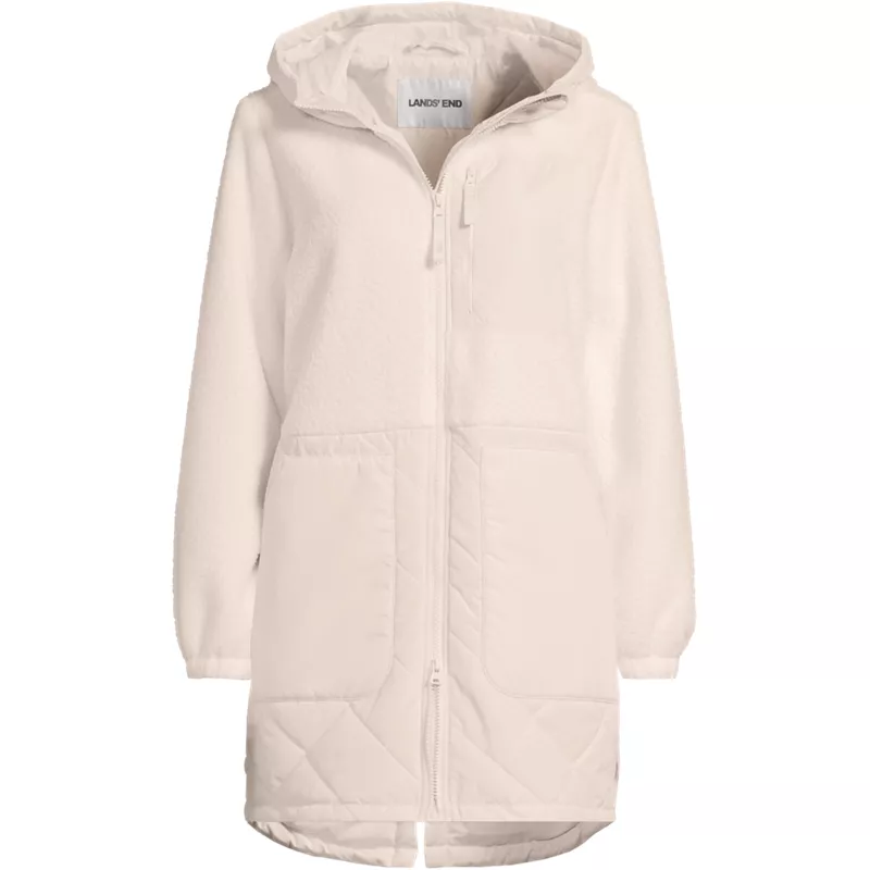 Women's Plus Size Sherpa Fleece Quilted Mixed Media Parka, Front
