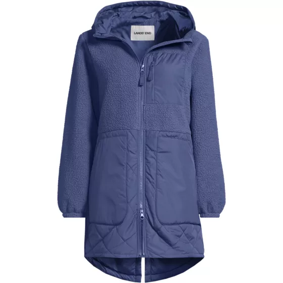 Women's Plus Size Sherpa Fleece Quilted Mixed Media Parka - primary