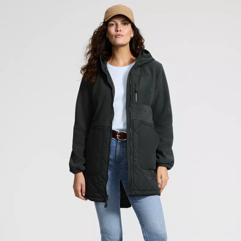 Women's Sherpa Fleece Quilted Mixed Media Parka, alternative image