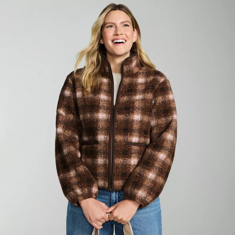 Women's Print Boucle Fleece Jacket, alternative image