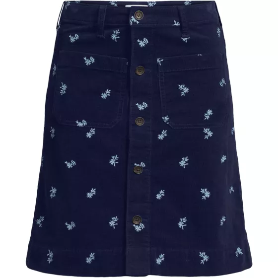 Women's Corduroy Mid Rise Button Through Above the Knee Skirt - primary