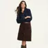 Women's Corduroy Mid Rise Button Through Above the Knee Skirt, alternative image