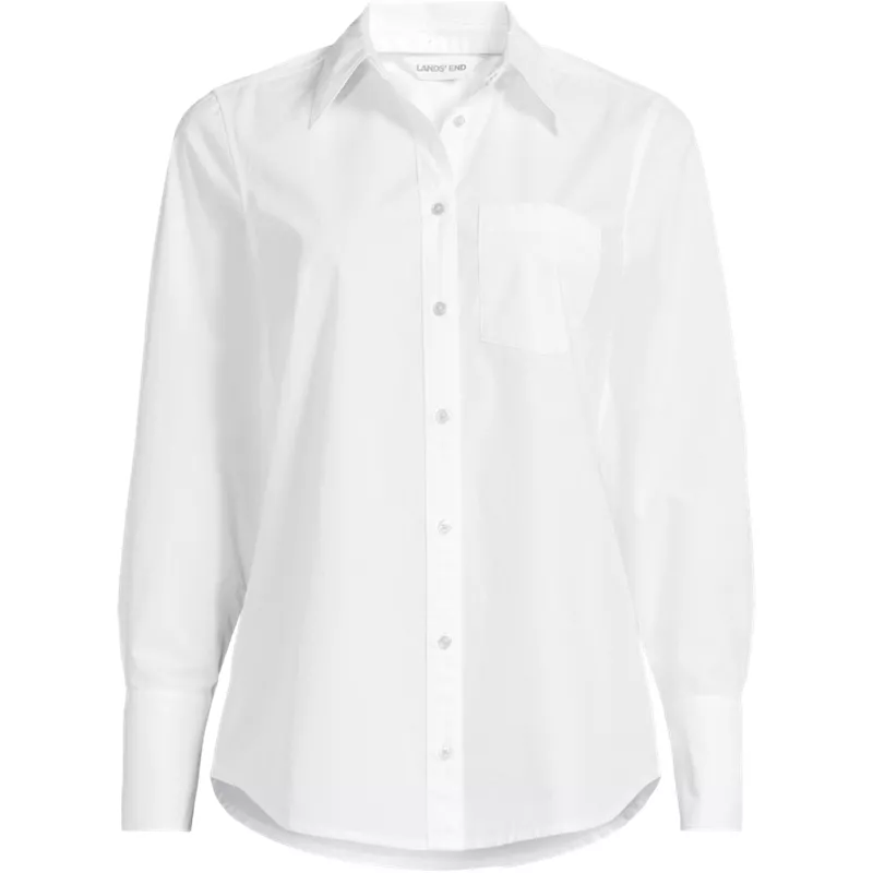 Women's Plus Size Poplin Removable Collar Shirt, Front