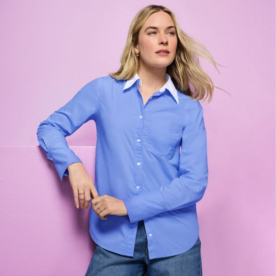 casual dress shirts for women Women's Classic Fit Shirt Button Down Work Business Long Sleeve Blouse Tops Daily Wear, Black,Small at Amazon Women's Clothing store with flex fabric for all Women's Tops & Shirts —