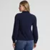 Women's Long Sleeve Lightweight Jersey Button Front Trim Collar Pintuck Blouse, Back