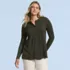 Womens Long Sleeve Lightweight Jersey Pintuck Button Tunic Blouse, alternative image