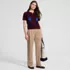 Women's Chino Mid Rise Pleated Relaxed Straight Leg Pants, alternative image