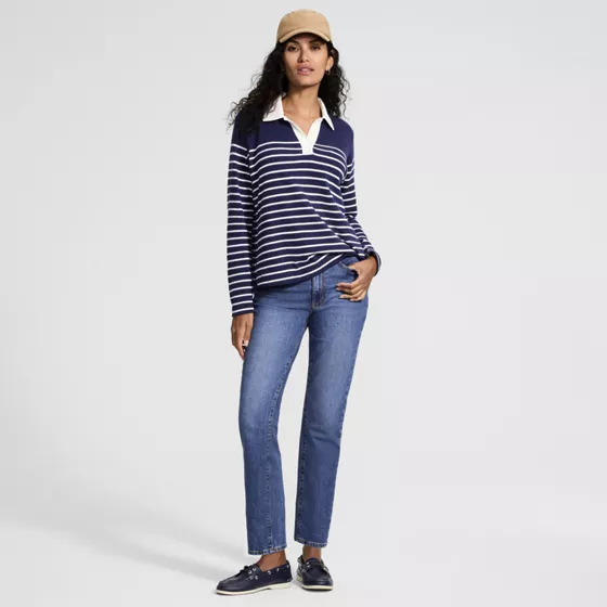 Women's Soft Denim High Rise Straight Leg Ankle Jeans - primary