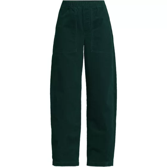 Women's Plus Size Corduroy High Rise Pull On Utility Barrel Leg Pants - primary