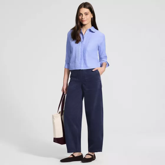 Women's Corduroy High Rise Pull On Utility Barrel Leg Pants - primary