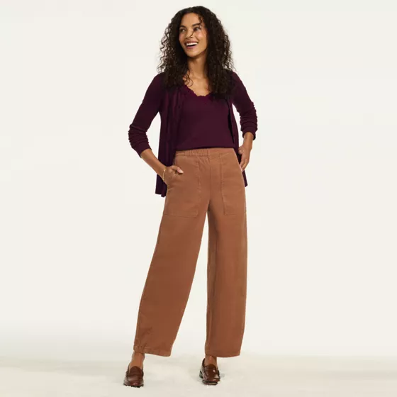 Women's Corduroy High Rise Pull On Utility Barrel Leg Pants - primary