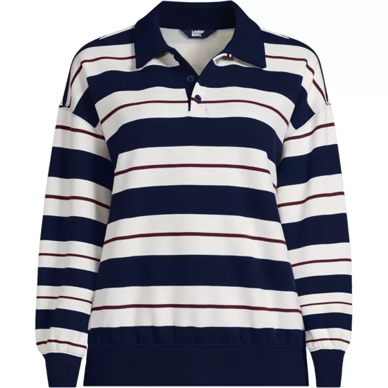 Women's Plus Size Long Sleeve Serious Sweats Polo Collar Sweatshirt - primary