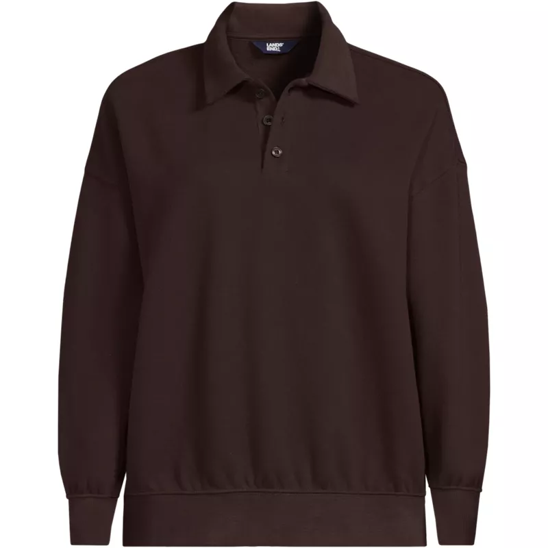 Women's Long Sleeve Serious Sweats Polo Collar Sweatshirt, Front
