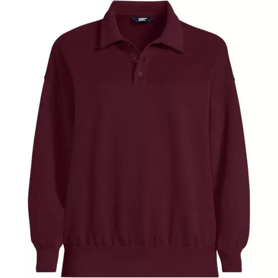 Women's Plus Size Long Sleeve Serious Sweats Polo Collar Sweatshirt - primary