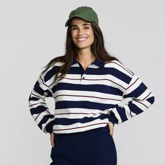 Women's Long Sleeve Serious Sweats Polo Collar Sweatshirt - primary