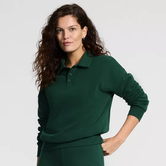 Women's Long Sleeve Serious Sweats Polo Collar Sweatshirt - primary