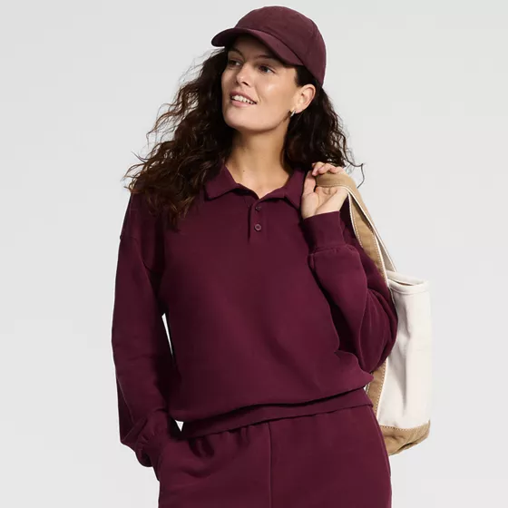 Women's Long Sleeve Serious Sweats Polo Collar Sweatshirt - primary
