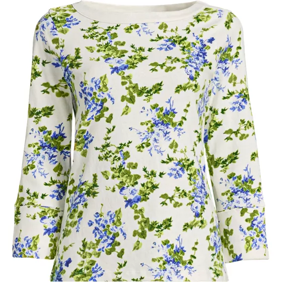 Women's Plus Size 3/4 Mariner Cuff Sleeve Boatneck - primary