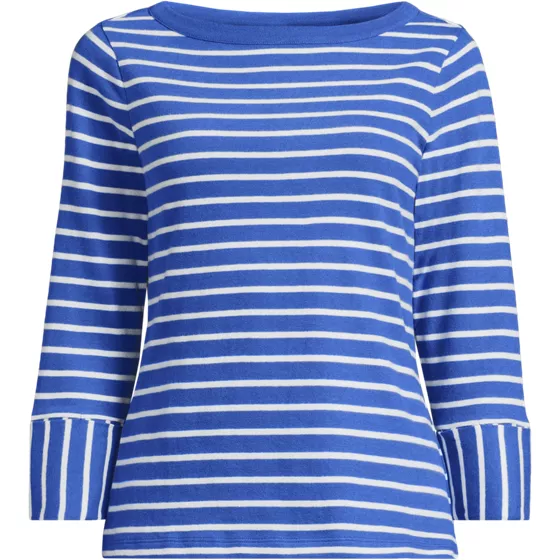 Women's Plus Size 3/4 Mariner Cuff Sleeve Boatneck - primary