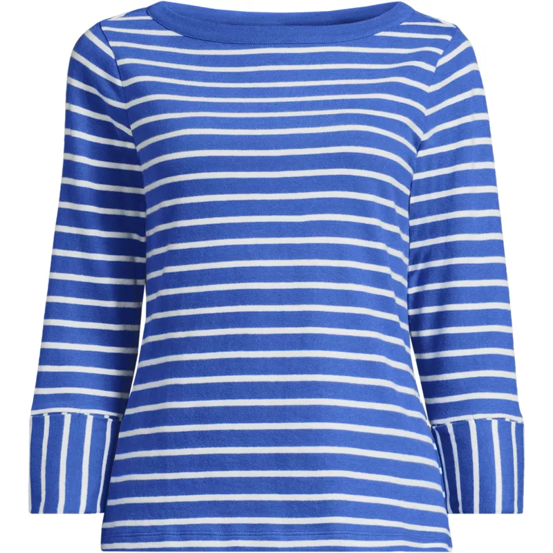 Women's Plus Size 3/4 Mariner Cuff Sleeve Boatneck, Front