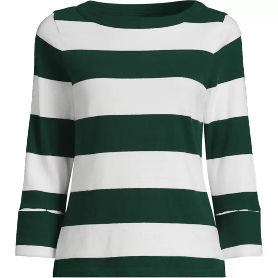 Women's Plus Size 3/4 Mariner Cuff Sleeve Boatneck - primary