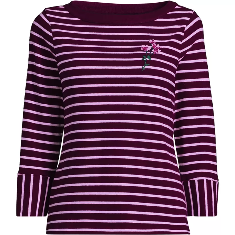Women's 3/4 Mariner Cuff Sleeve Boatneck, Front