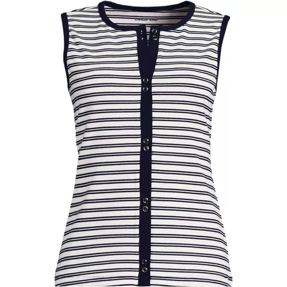 Women's Polished Rib Button Front Tank - primary