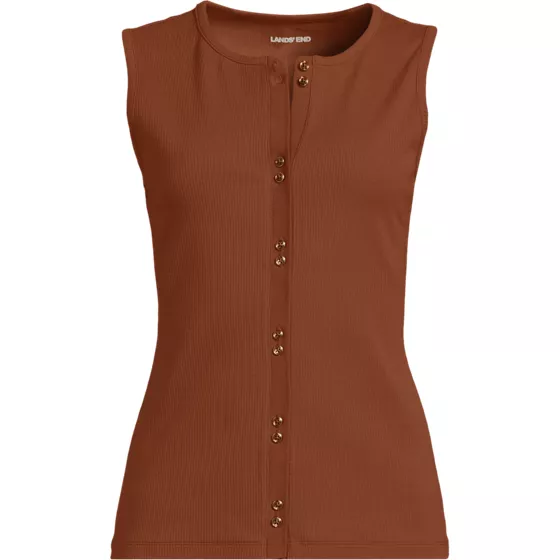Women's Polished Rib Button Front Tank - primary
